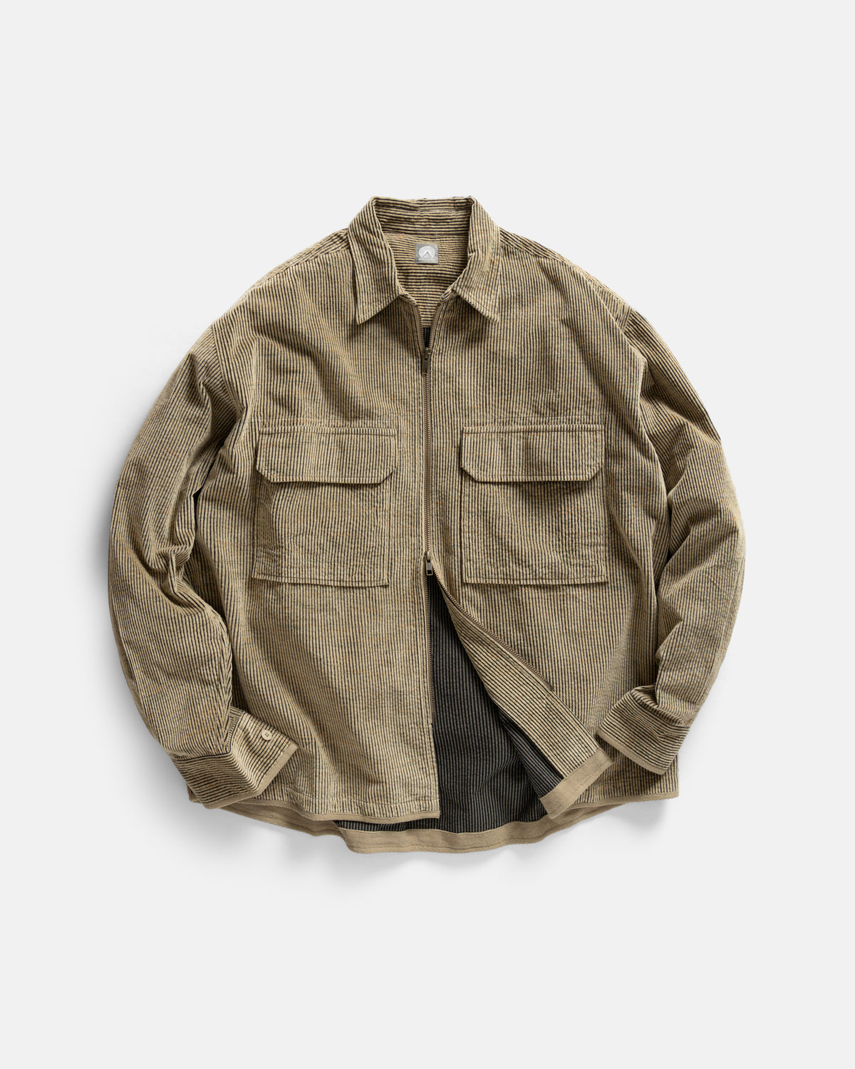 ZIP SHELTER SERVICE SHACKET - MOTTLED CREAM FLECK / BLACK SILK & COTTON CORDUROY