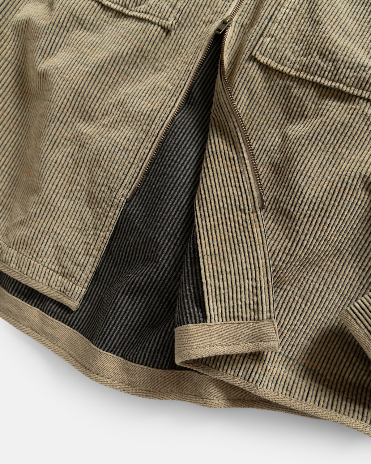 ZIP SHELTER SERVICE SHACKET - MOTTLED CREAM FLECK / BLACK SILK & COTTON CORDUROY