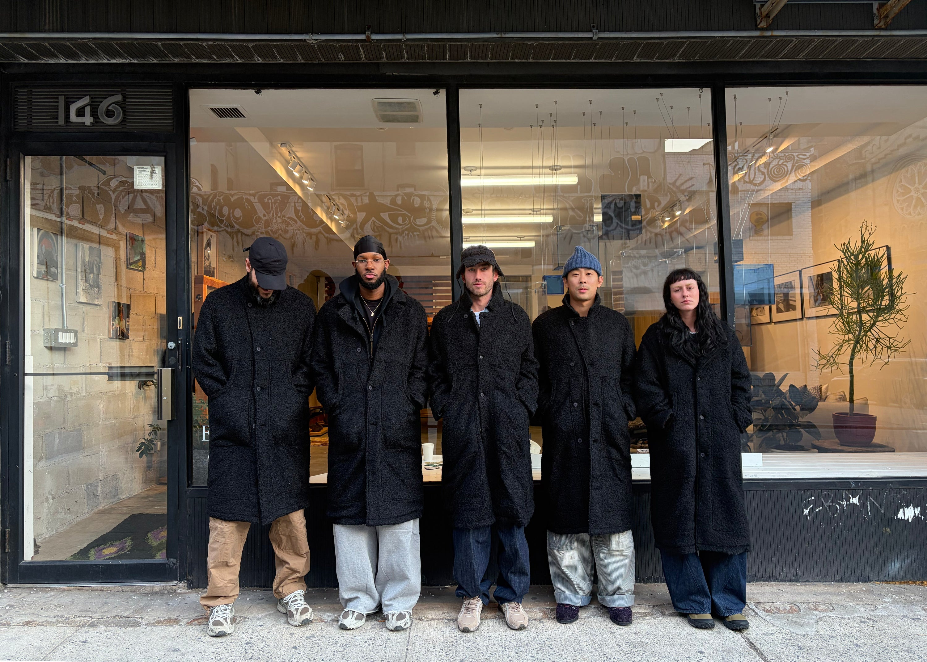 FABRY PANELED TOPCOAT - BLACK "FOHAIR" BLENDED WOOLEN BOUCLÉ