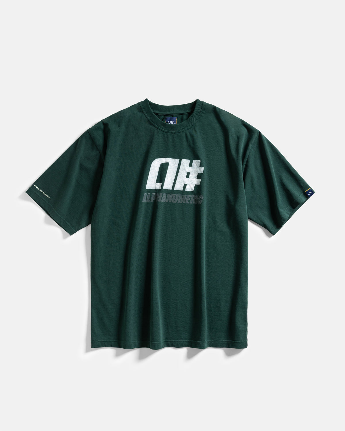 A# HAND BLOCK PRINTED RAE ALY TEE - MIRKWOOD / WHITE / SILVER 7.75 oz. ALL SEASON COTTON JERSEY