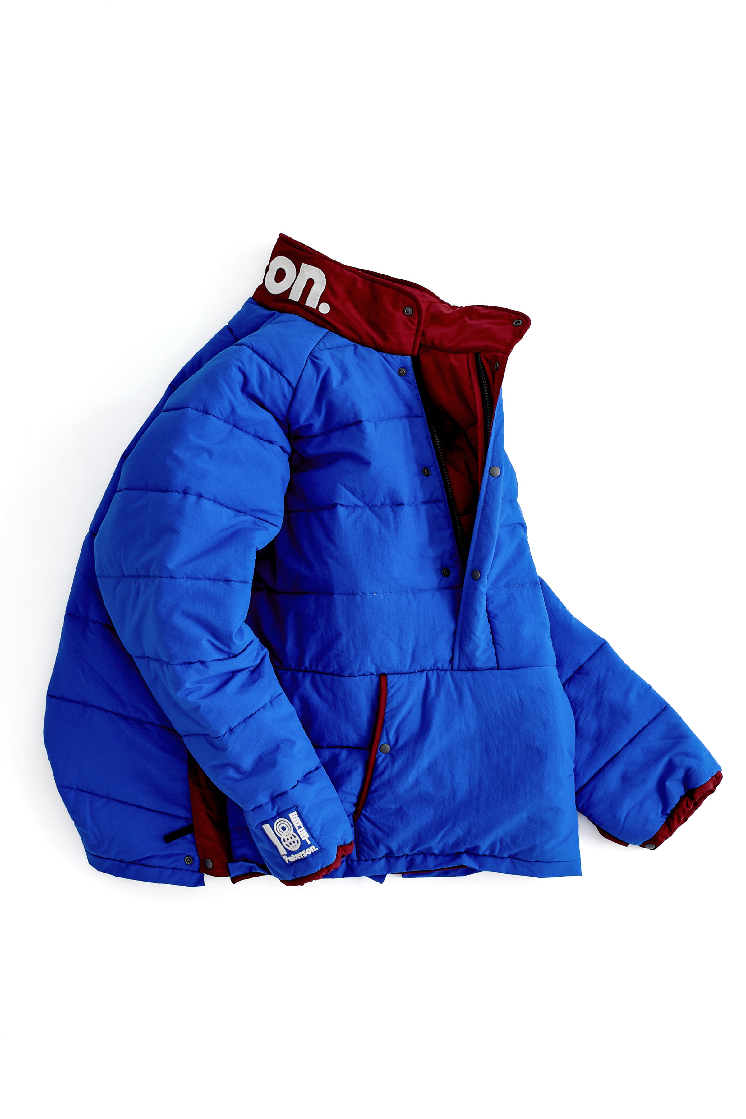 PATERSON QUILTED PULLOVER - ROYAL / BURGUNDY NYLON TASLAN