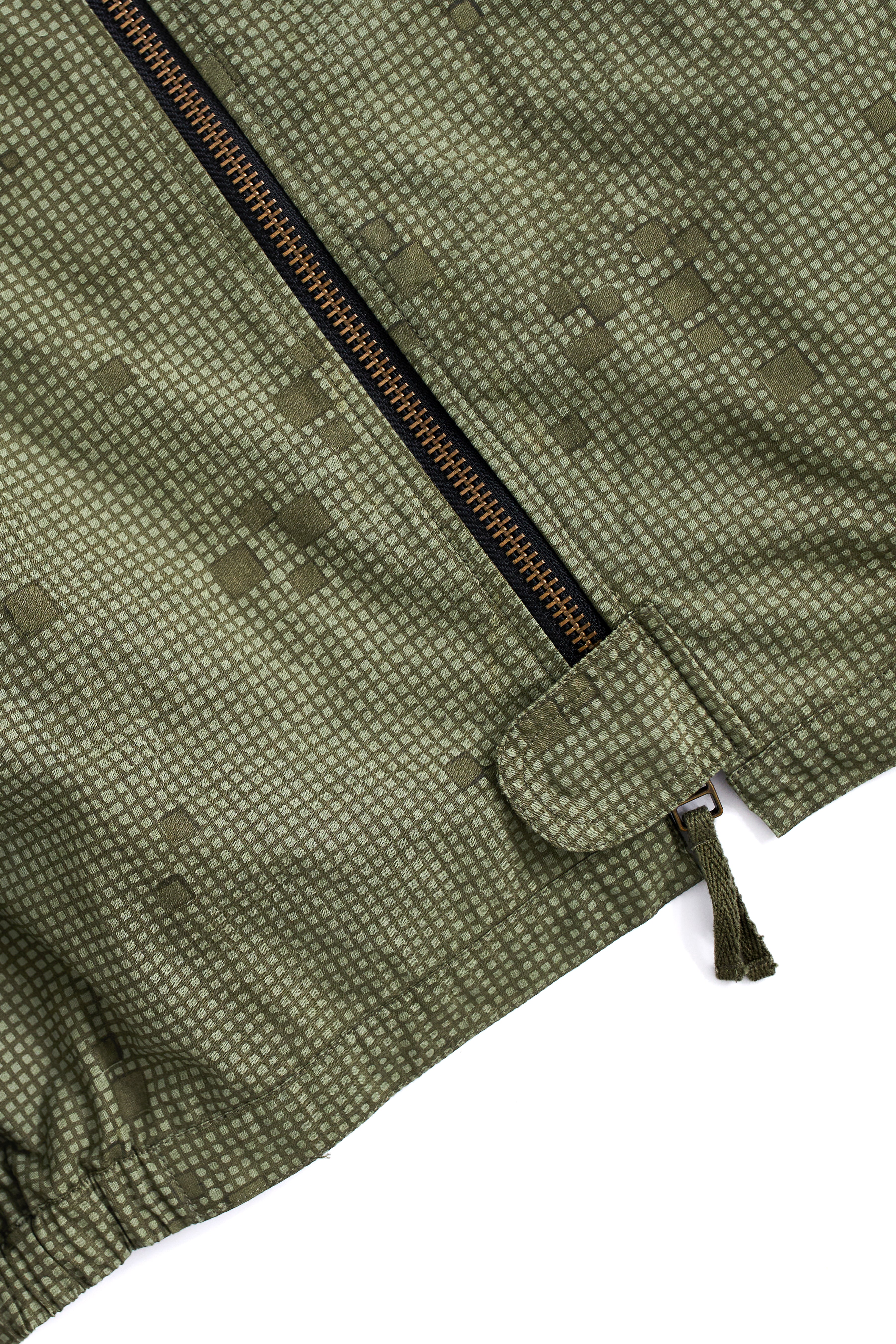 SIELLO UTILITY JACKET - TONAL O.D. GREEN BLOCK-PRINTED RIPSTOP