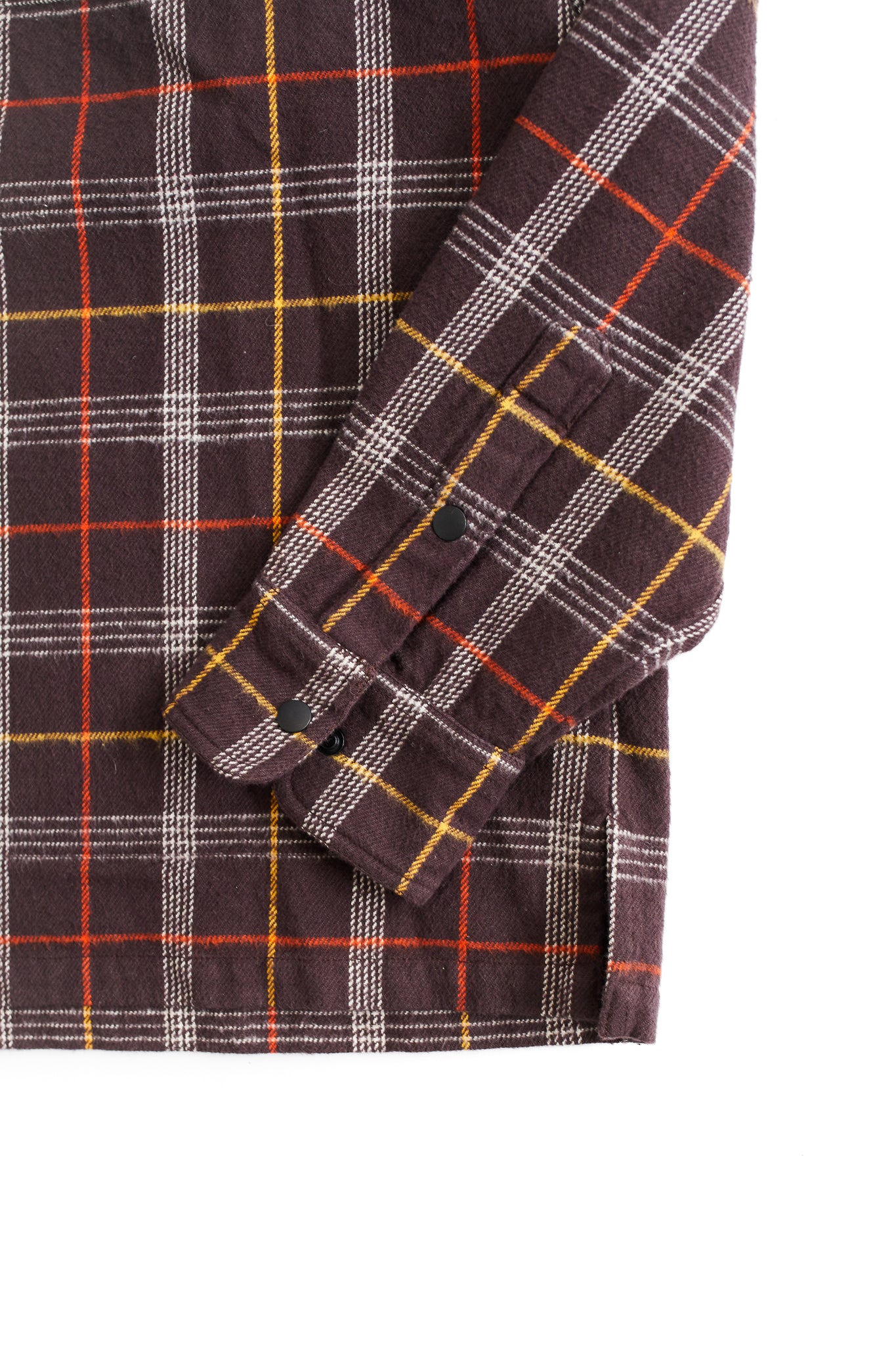 LS HOLLOW 1/4 ZIP SHIRT - CHOCOLATE PLAID COTTON MELTON FLANNEL