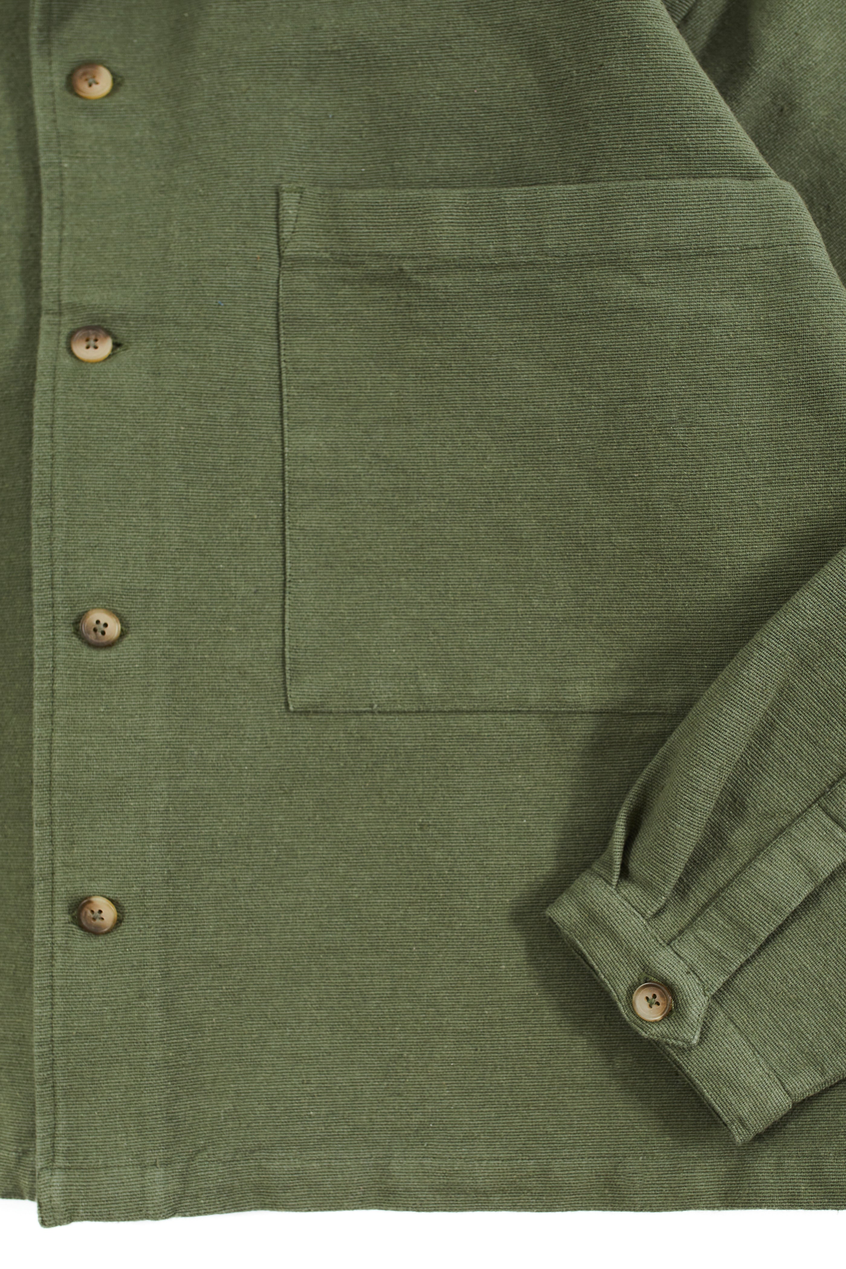 SAM SHIRT JACKET - RIFLE GREEN HANDSPUN COTTON CANVAS