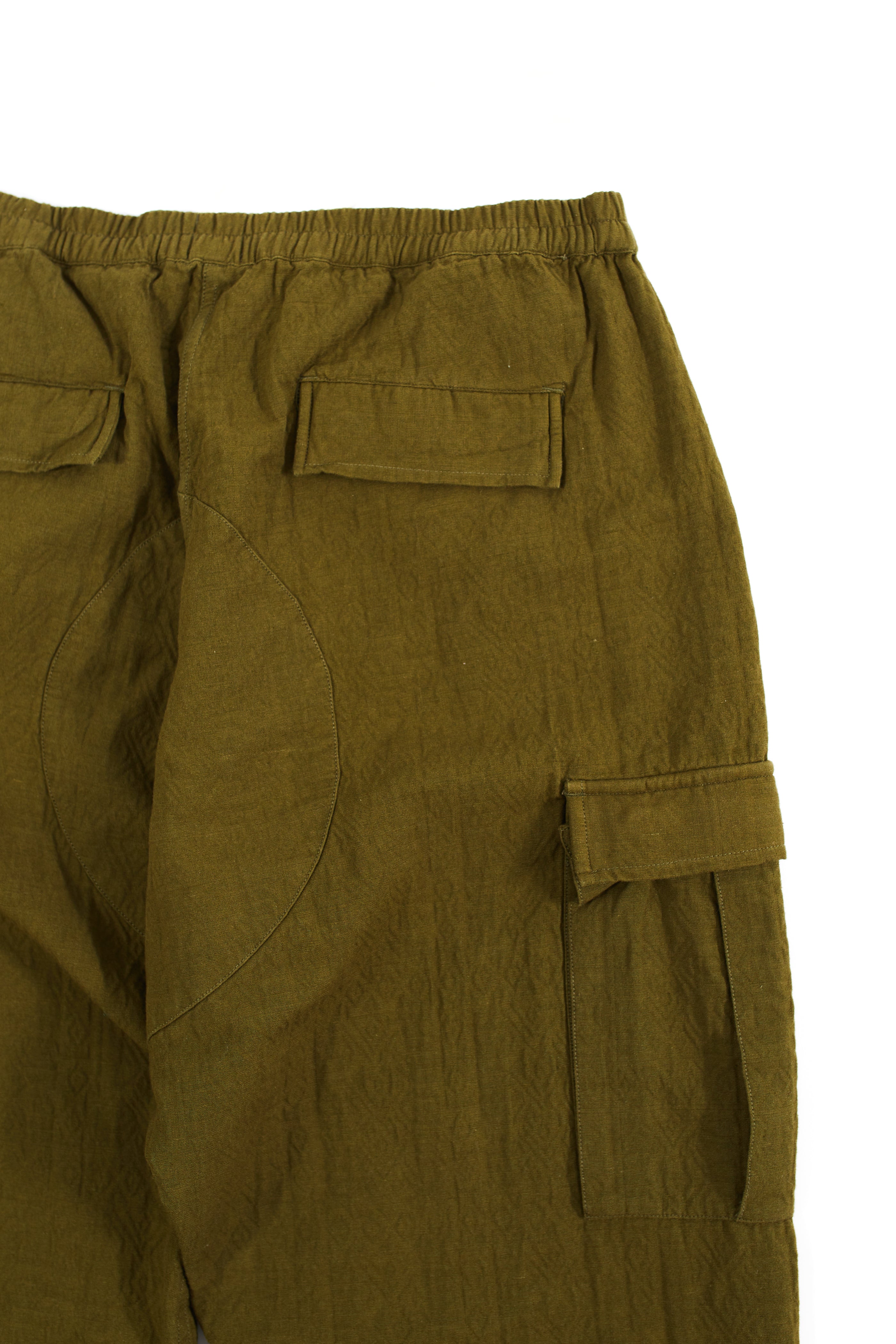 GORECKI CARGO PANT - O.D. GREEN DOUBLE WEAVE JACQUARD COTTON