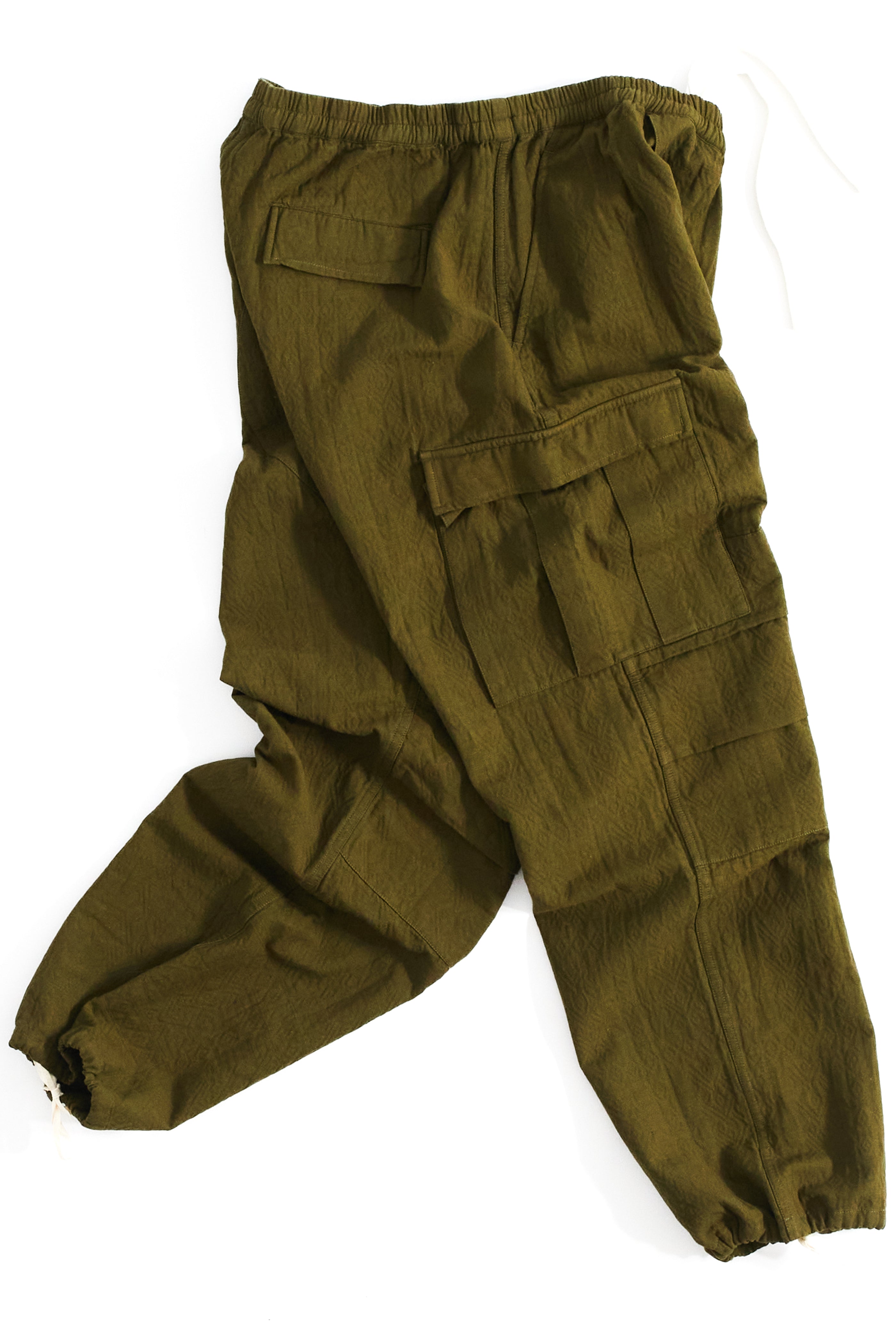 GORECKI CARGO PANT - O.D. GREEN DOUBLE WEAVE JACQUARD COTTON