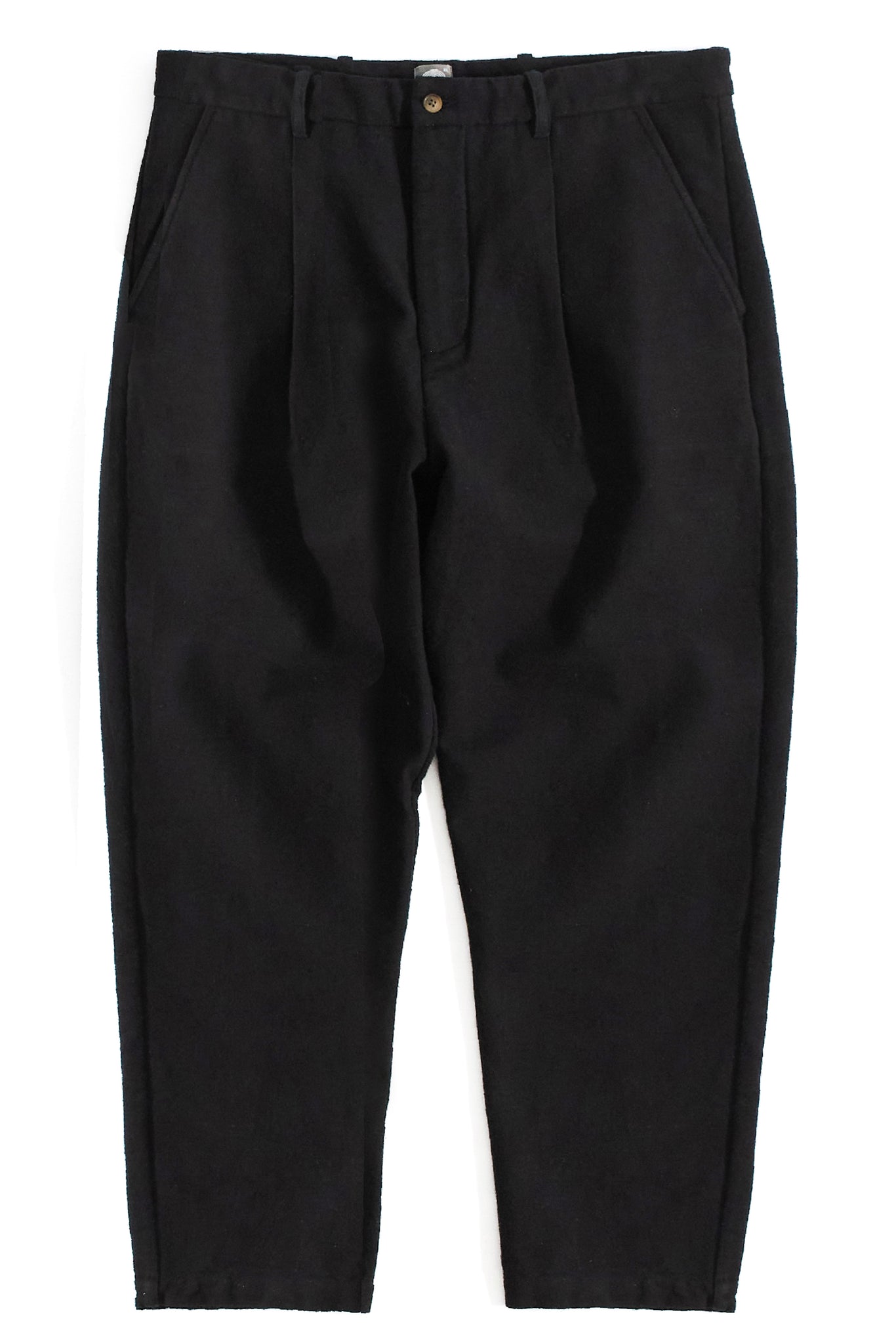 JIAN SINGLE PLEAT PANT - BLACK HANDSPUN COTTON CANVAS
