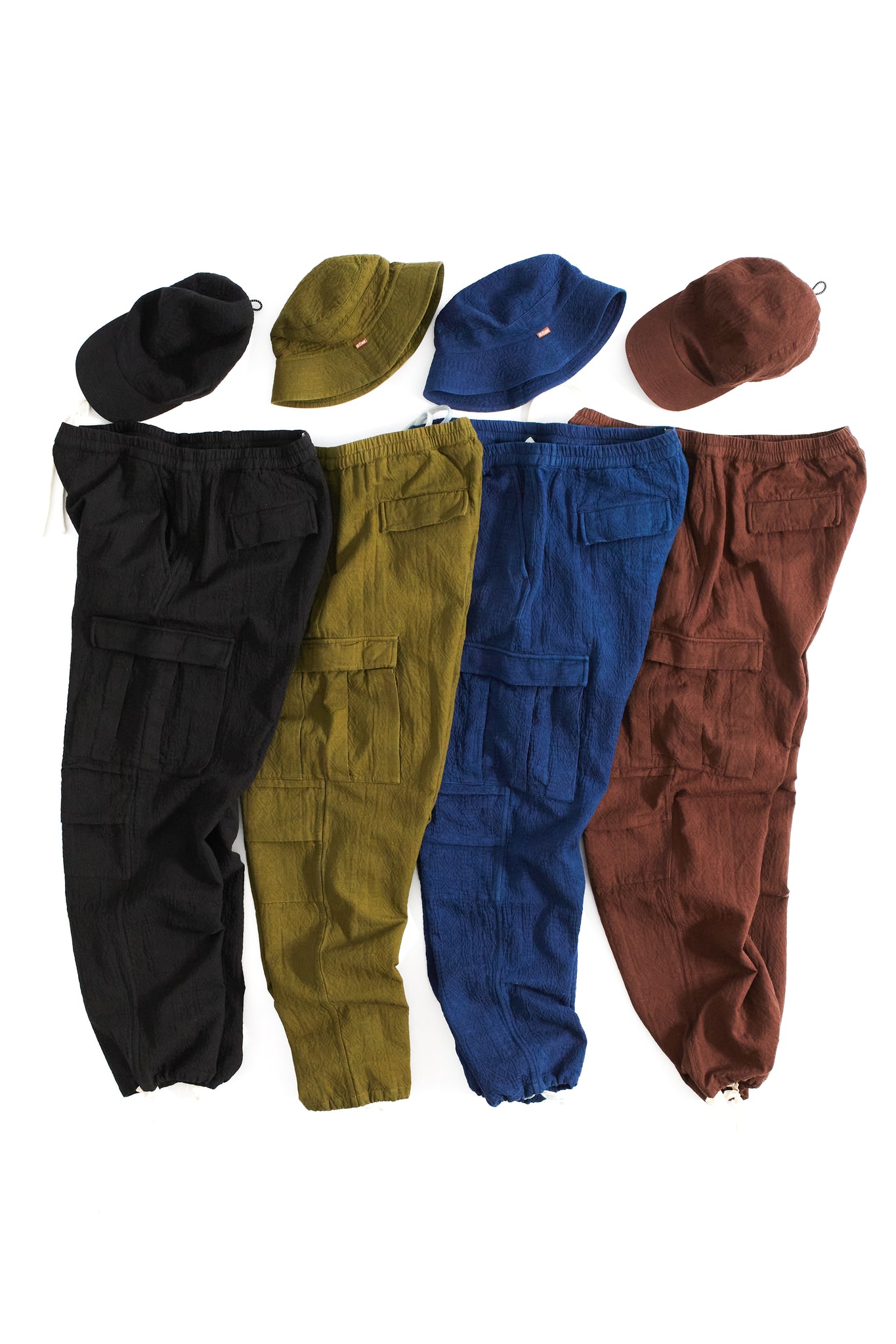 PAPIK BUCKET HAT - NATURAL INDIGO DOUBLE WEAVE JACQUARD COTTON